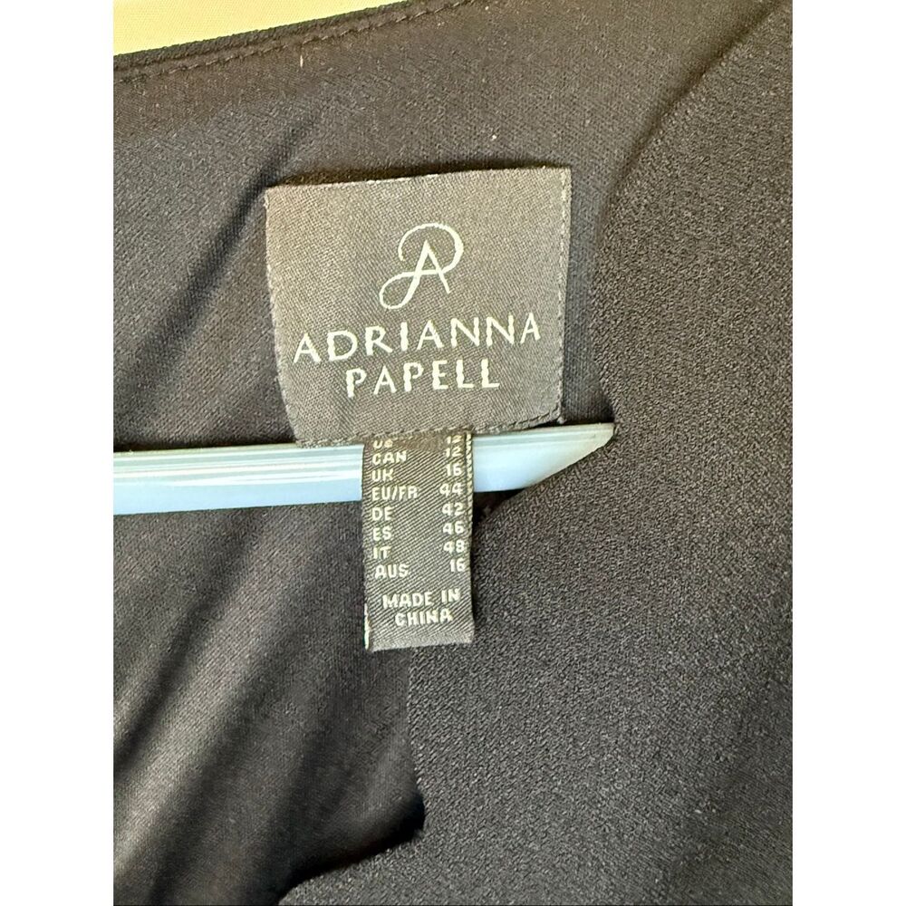 Adriana Papell Women’s scallop V-neck, capped sleeve black jumpsuit size 12 NWOT - Picture 7 of 11
